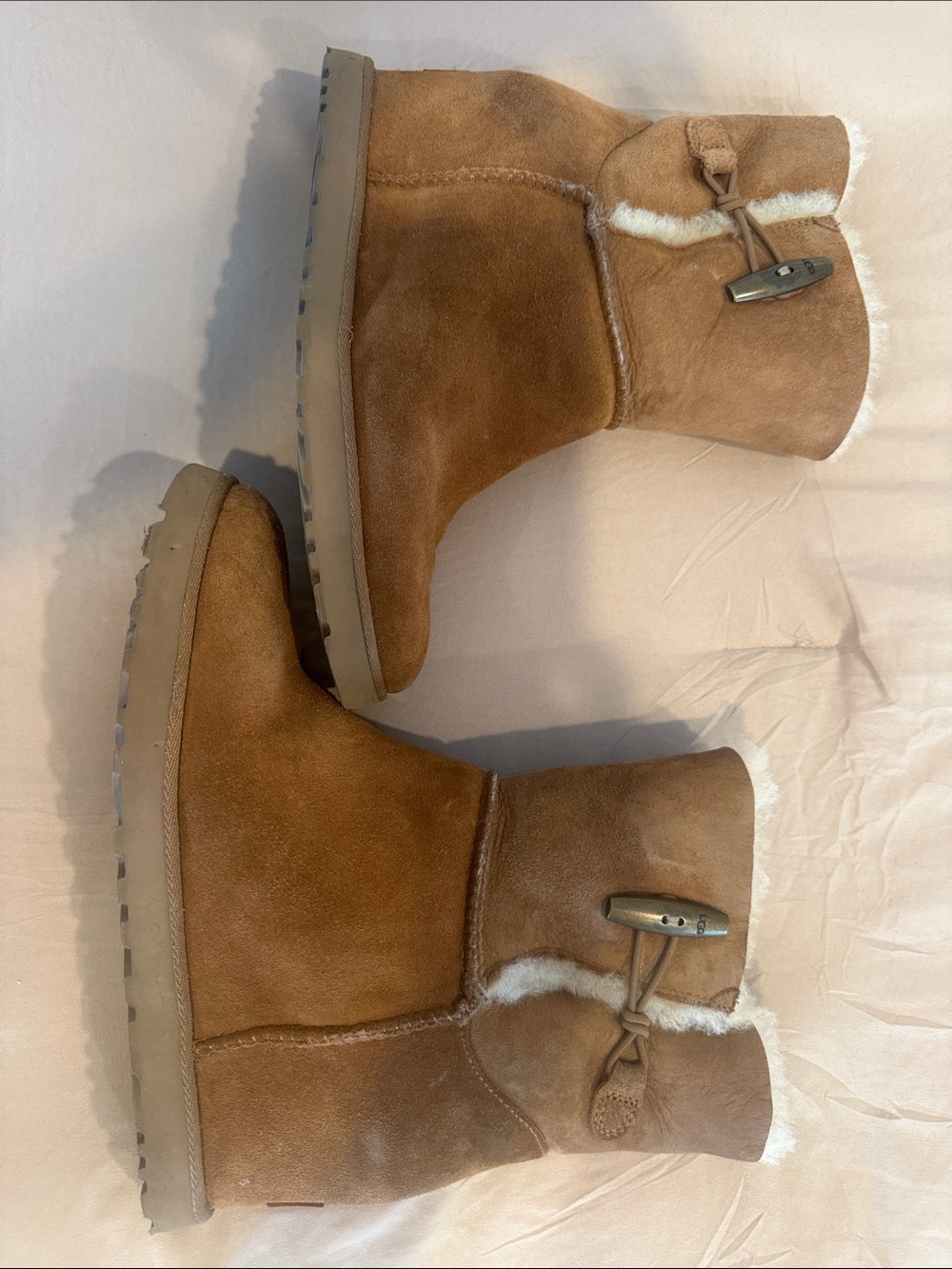 UGG wedge heel Chestnut Suede Boot with Gray Tread Sole